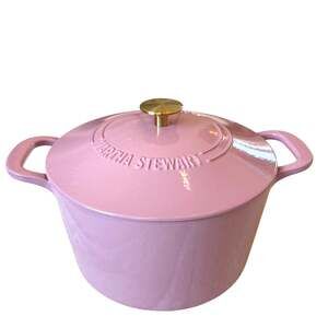 Martha Stewart Pink 7qt Enameled Cast Iron Dutch Oven Coquette Cookware NEW